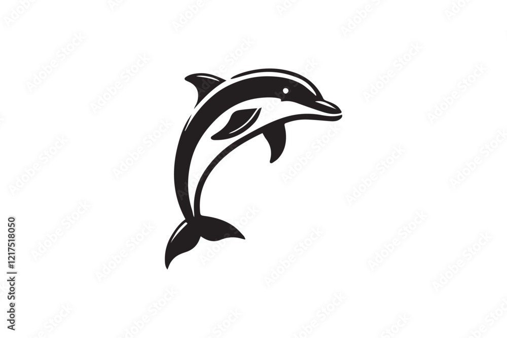 Obraz premium black and white simple dolphin vector silhouette 