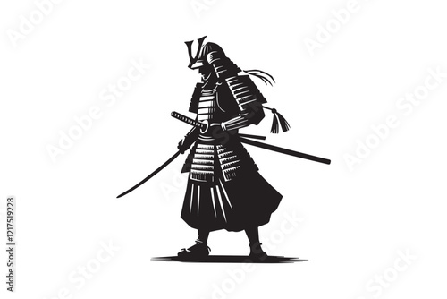  black and white simple samurai warrior vector silhouette 