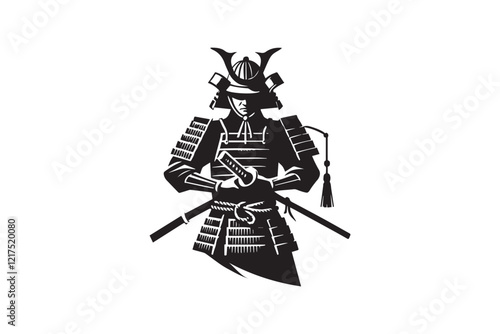  black and white simple samurai warrior vector silhouette 