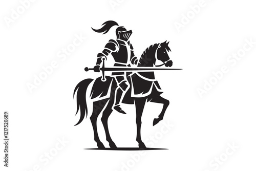 black-and-white simple Knight vector silhouette 