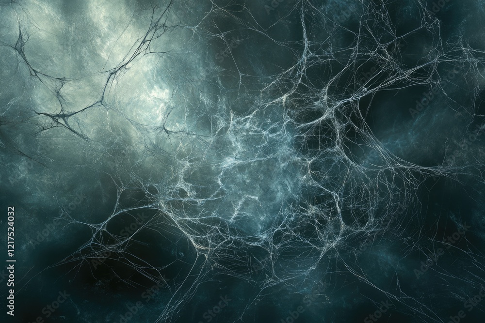 Intricate spiderweb pattern on a dark, textured background, creating a spooky and mysterious atmosphere. Intricate spiderweb pattern on a dark, textured background, creating a spooky and mysterious atmosphere.