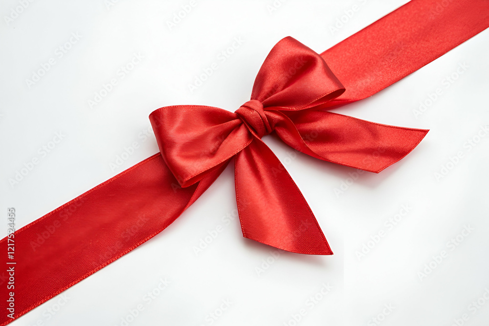 A vibrant red satin ribbon with a bow, perfect for gift wrapping and decorative purposes, sitting against a plain background. A vibrant red satin ribbon with a bow, perfect for gift wrapping and decorative purposes, sitting against a plain background.