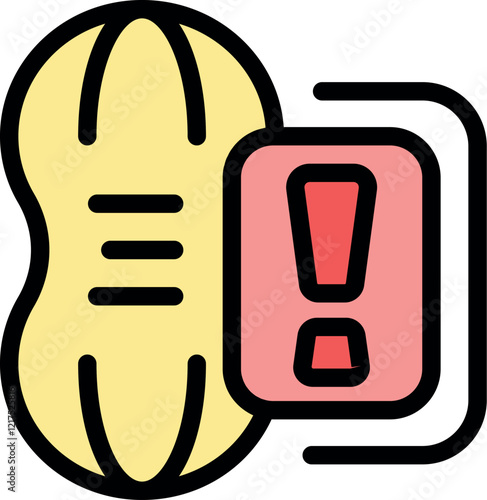 Peanut allergy warning with an exclamation point representing the potential danger of consuming peanuts for allergic individuals