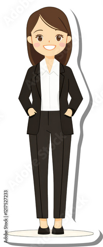 A Smiling Businesswoman in a Stylish Black Suit
