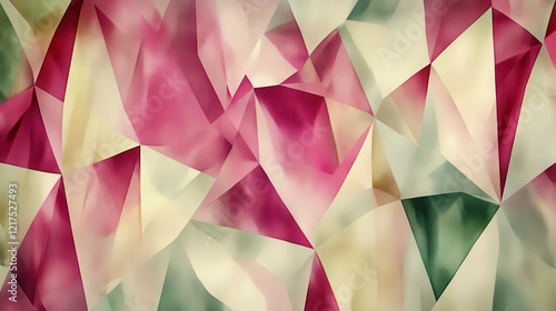 Abstract Geometric Pattern in Pink Beige and Green Hues