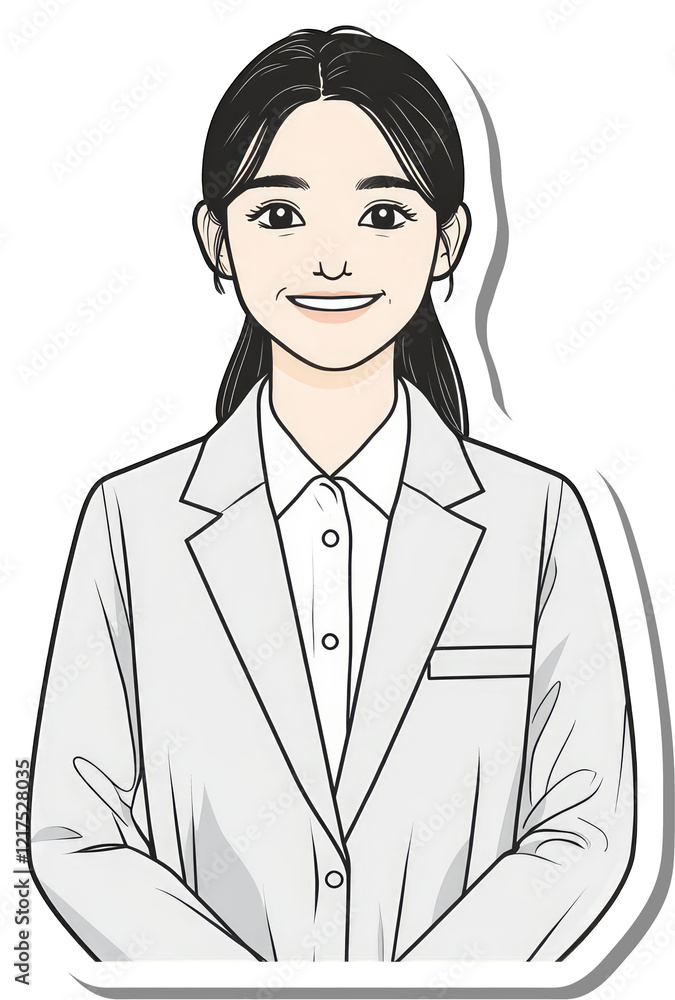 Smiling Woman Wearing a Grey Professional Jacket Smiling Woman Wearing a Grey Professional Jacket