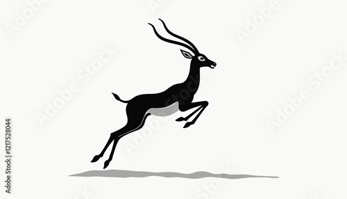Leaping antelope silhouette in minimalist style, symbolizing freedom