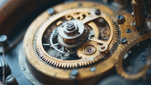 Wallpaper Mural Intricate Clockwork Mechanism: A Close-Up View of Gears and Springs Torontodigital.ca