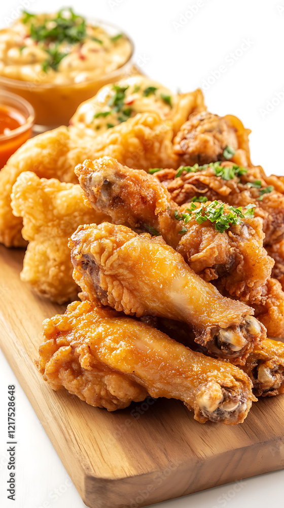 Homemade fried chicken delights golden flavor explosion kitchen food photography bright captivating concept Homemade fried chicken delights golden flavor explosion kitchen food photography bright captivating concept
