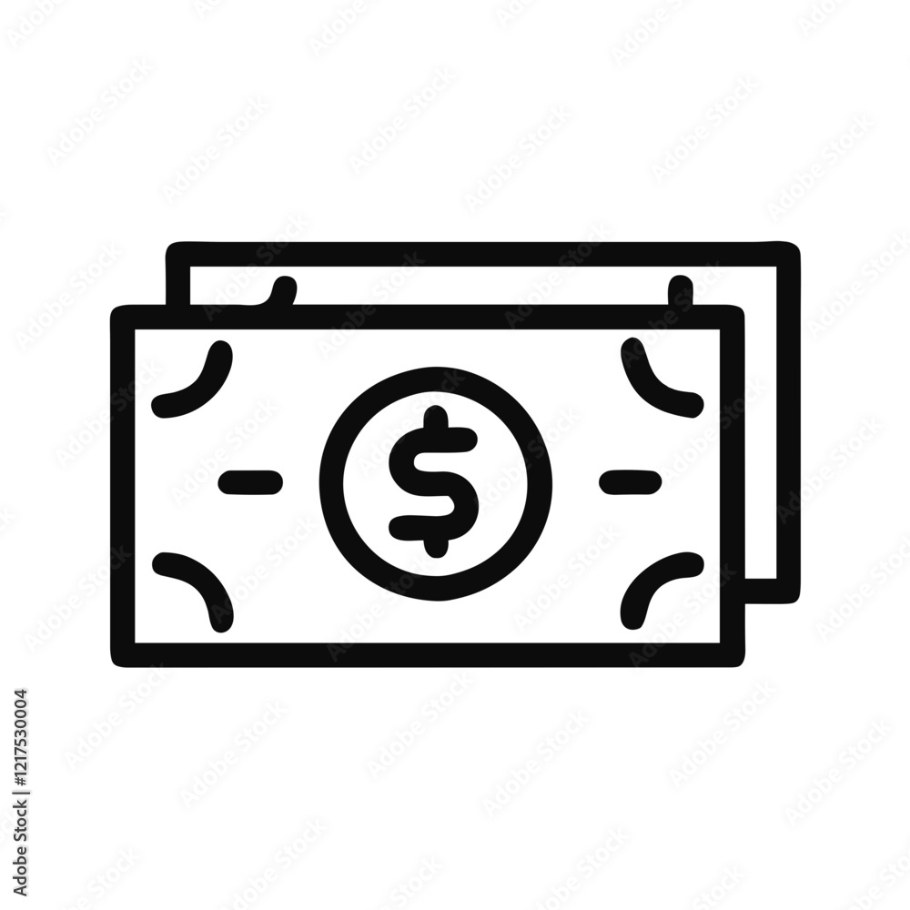 Iconic dollar bills illustration on white background Iconic dollar bills illustration on white background