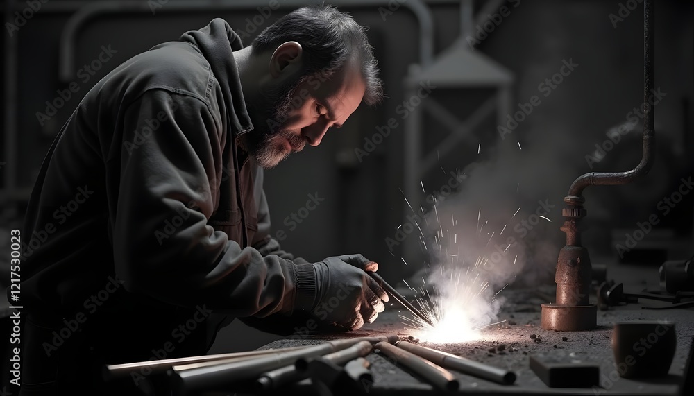 Focused Welder Metalwork Industrial Spark man art Focused Welder Metalwork Industrial Spark man art