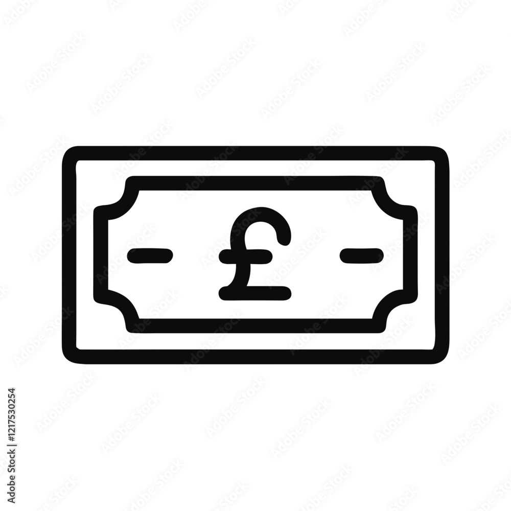 Illustration of a pound sterling banknote on a white background Illustration of a pound sterling banknote on a white background