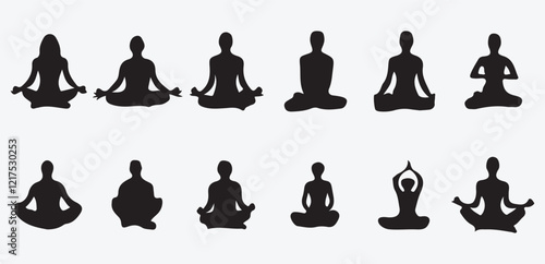  Yoga Poses Silhouettes | Meditation & Wellness Icons | Yoga Asanas