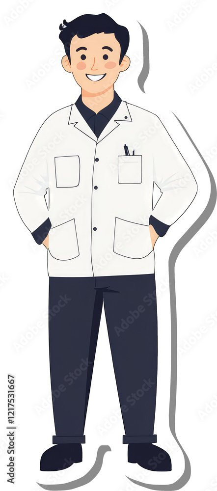 A Happy Smiling Male Scientist In A White Coat A Happy Smiling Male Scientist In A White Coat