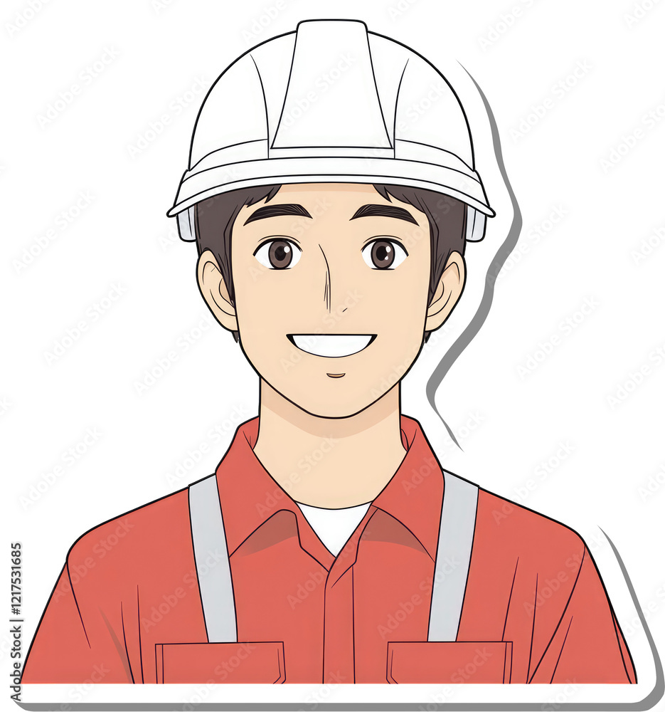 Smiling Construction Worker Wearing A White Hard Hat Smiling Construction Worker Wearing A White Hard Hat