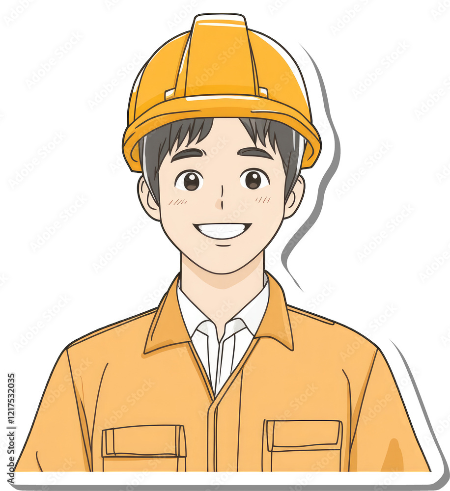 Happy Male Construction Worker Wearing Yellow Hard Hat Happy Male Construction Worker Wearing Yellow Hard Hat