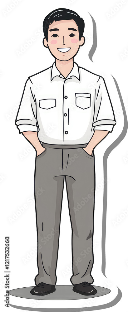 Happy Smiling Man Wearing Shirt And Trousers Happy Smiling Man Wearing Shirt And Trousers