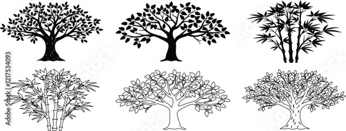 set of trees silhouettes . Vector Illustration.