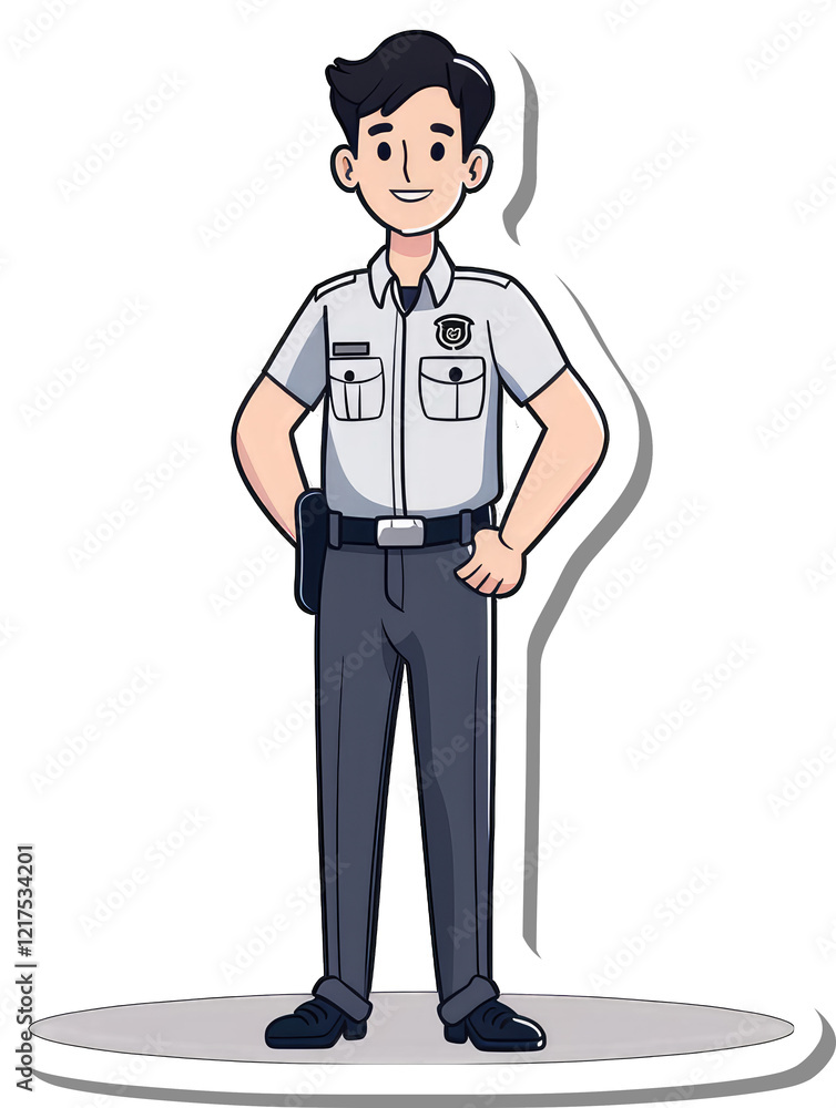 A Smiling Security Guard Stands Confidently At Work A Smiling Security Guard Stands Confidently At Work