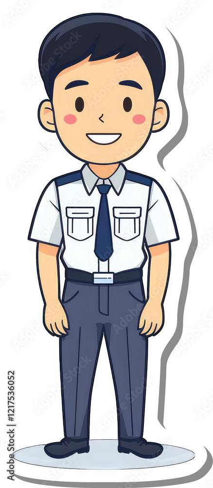 A Cartoon Illustration Of A Smiling Male In Uniform A Cartoon Illustration Of A Smiling Male In Uniform