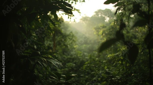 Sunlight Illuminates Lush Green Forest Canopy
