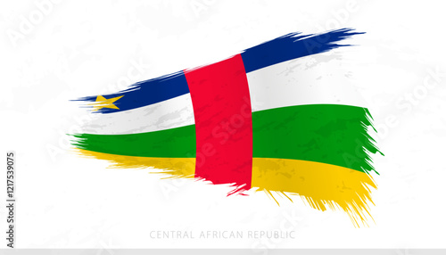 Central African Republic National Flag with Textured Brush Strokes.