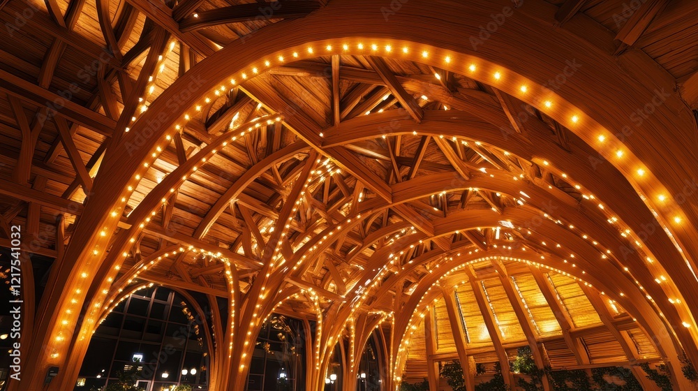 Obraz premium Illuminated Wooden Structure Architectural Design
