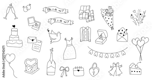 Ensemble d'illustrations mariage