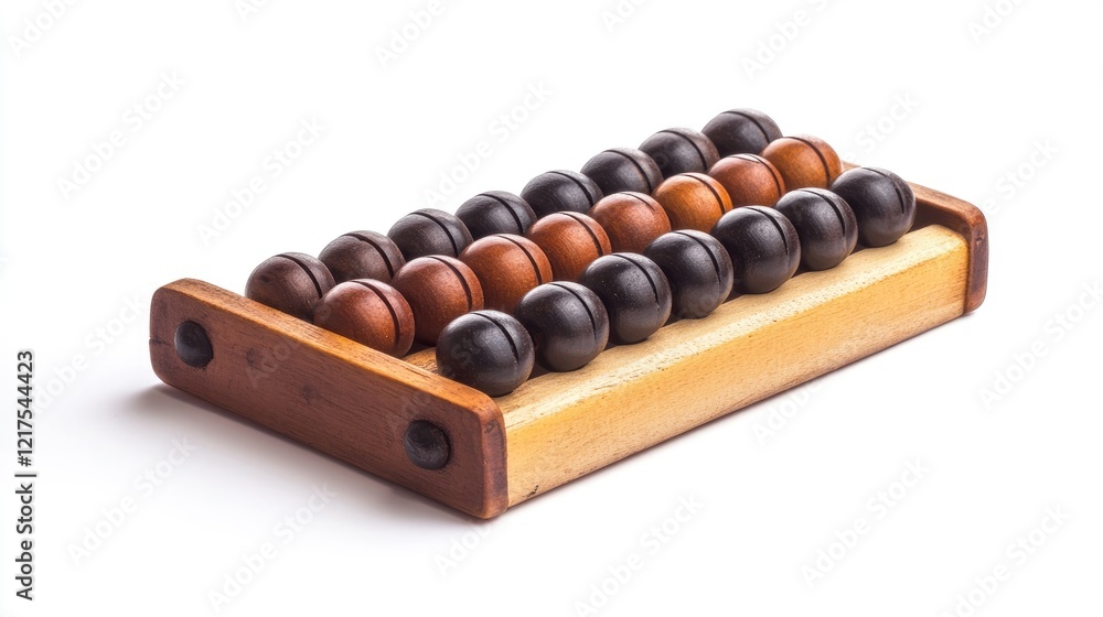 Antique Wooden Abacus with Brown and Black Beads: A Relic of Mathematical History Antique Wooden Abacus with Brown and Black Beads: A Relic of Mathematical History