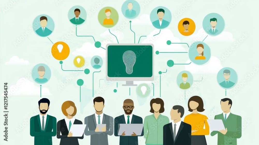 Cloud computing collaboration, people utilizing laptop and tablet for seamless workflow data access Cloud computing collaboration, people utilizing laptop and tablet for seamless workflow data access