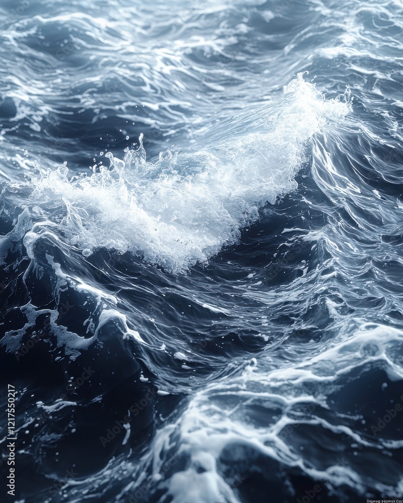 Fototapeta premium Dynamic ocean waves coastal region - image natural environment close-up view fluid overlay textures