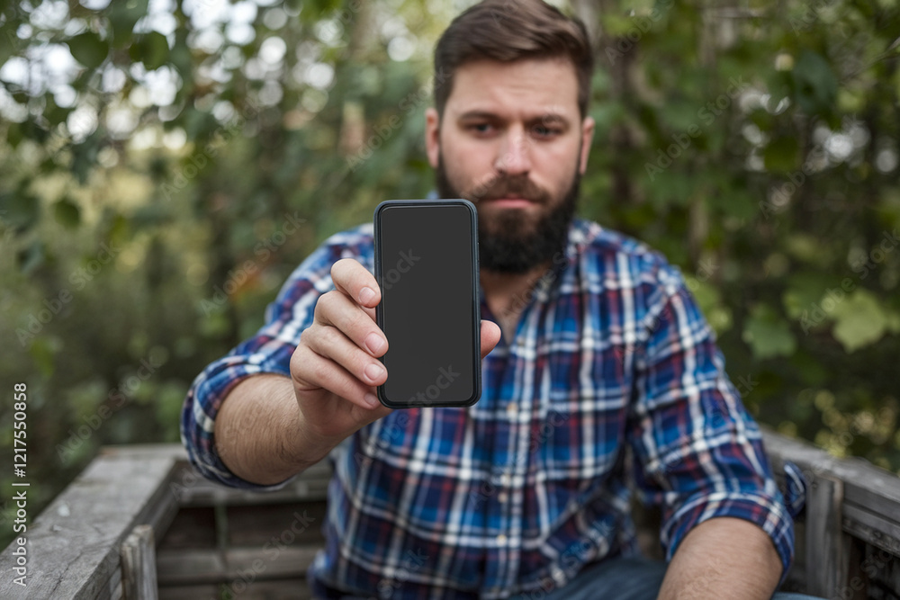 A close up view of a man using a blank screen smartphone, showcasing his hands and the device, with a focus on technology and mobile interaction.
A close up view of a man using a blank screen smartphone, showcasing his hands and the device, with a focus on technology and mobile interaction.