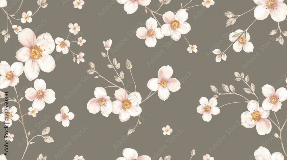 Fototapeta premium Pale Pink Watercolor Flowers