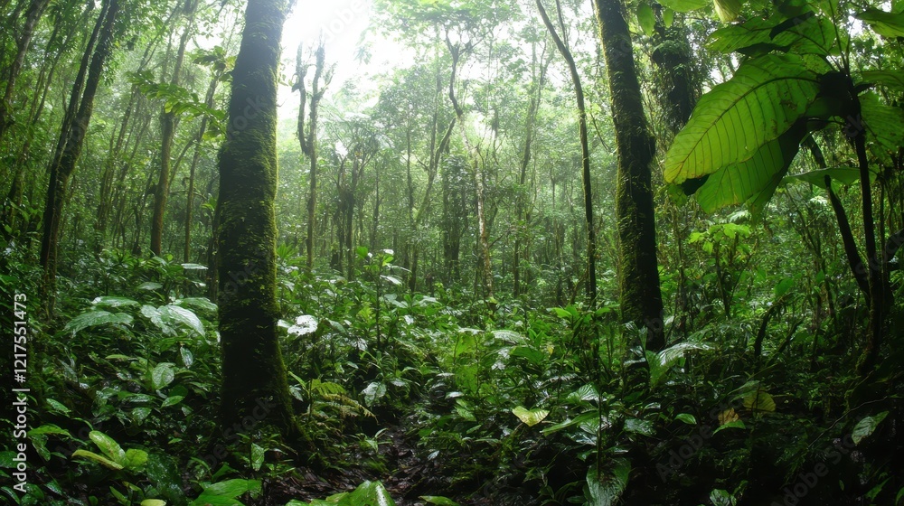 Lush Rainforest Canopy Path Green Trees Plants Lush Rainforest Canopy Path Green Trees Plants