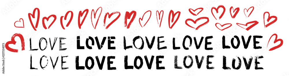 Vector word love, artistic word love and linear heart in grunge style, Vector Valentines Day Hand Drawn lettering. Heart Holiday Design, love decor for web, wedding and print, Vector hearts set. Vector word love, artistic word love and linear heart in grunge style, Vector Valentines Day Hand Drawn lettering. Heart Holiday Design, love decor for web, wedding and print, Vector hearts set.