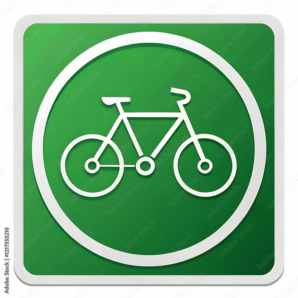 Bicycle icon with green background and white border. Bicycle icon with green background and white border.