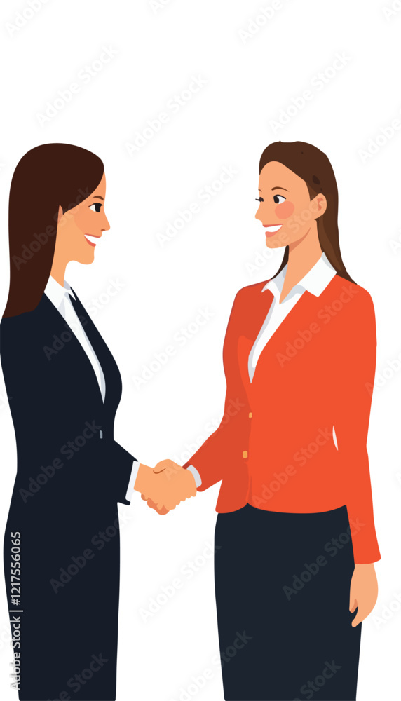 Two Women Shaking Hands Vector Illustration for Greeting Gesture Two Women Shaking Hands Vector Illustration for Greeting Gesture