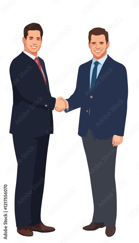 Two Men Shaking Hands Vector Illustration for Greeting Gesture Two Men Shaking Hands Vector Illustration for Greeting Gesture
