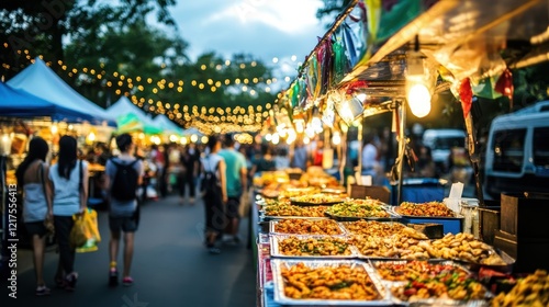 Night Market Food Stalls Offer Delicious Asian Cuisine