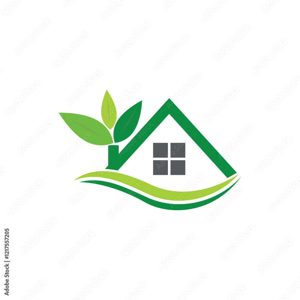 Green house leaf simple logo design Green house leaf simple logo design