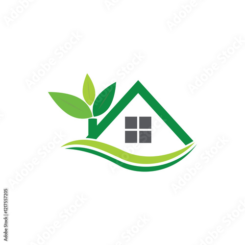 Green house leaf simple logo design