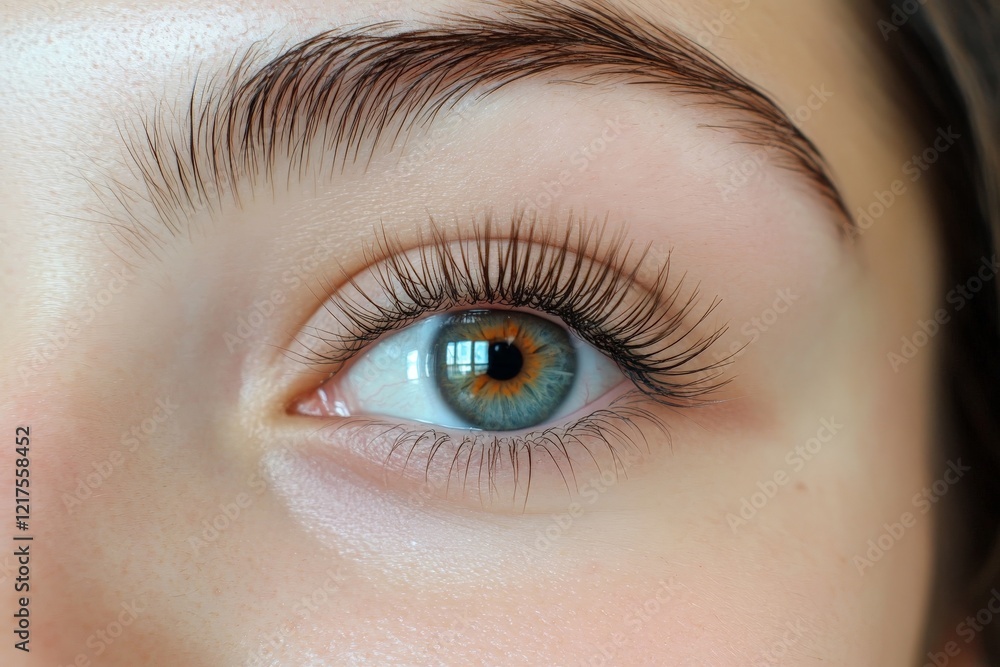 Captivating close-up of a woman's eye showcasing vibrant colors and long lashes in natural light Captivating close-up of a woman's eye showcasing vibrant colors and long lashes in natural light
