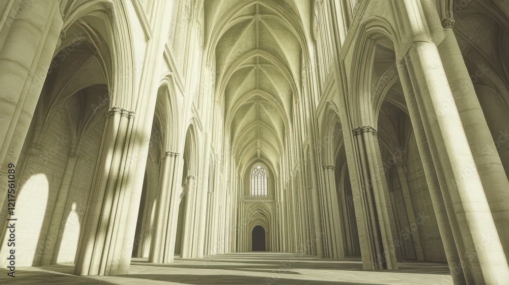 Sunlit Gothic Cathedral Interior Architectural Grandeur Sunlit Gothic Cathedral Interior Architectural Grandeur