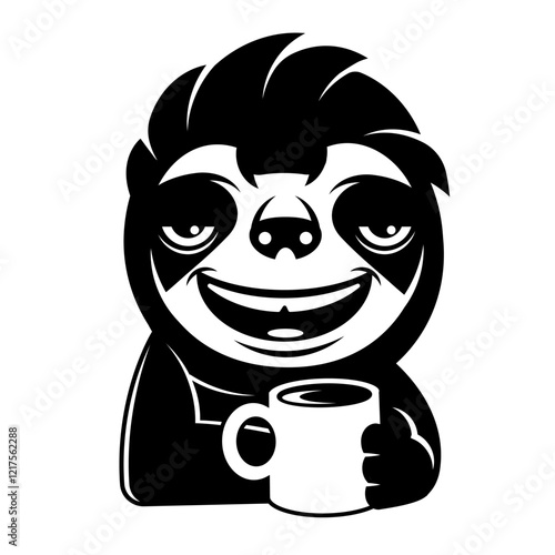 Cute vector sloth bear animal with coffee time lettering. Can be used for cards, flyers, posters, t-shirts. photo