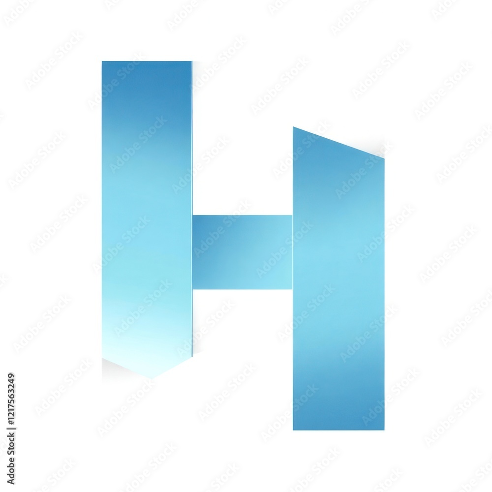 Stylish Blue Paper Origami Letter H Design Stylish Blue Paper Origami Letter H Design