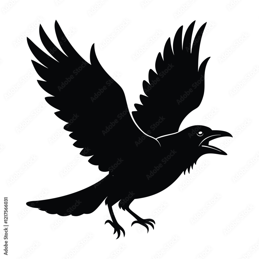 Obraz premium crow vector silhouette illustration on white background