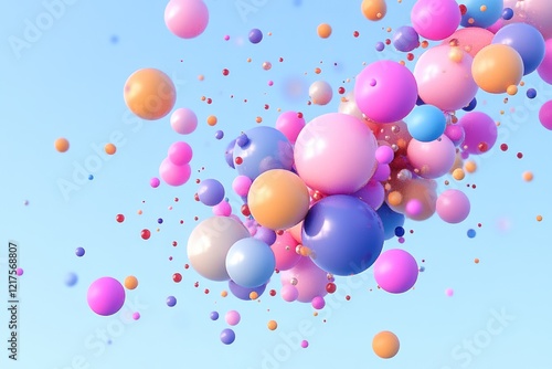 Colorful Bubbles Abstract Animation - 3D Render Looping in Vertical Motion photo