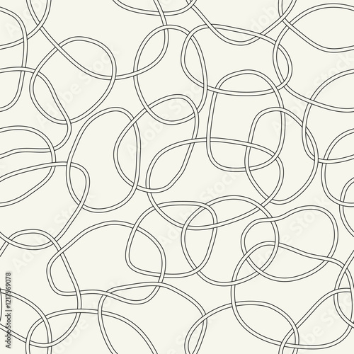 Vector seamless pattern. Stylish texture with interlaced rings. Hand drawn repeating background. Creative handcrafted interlaced print.