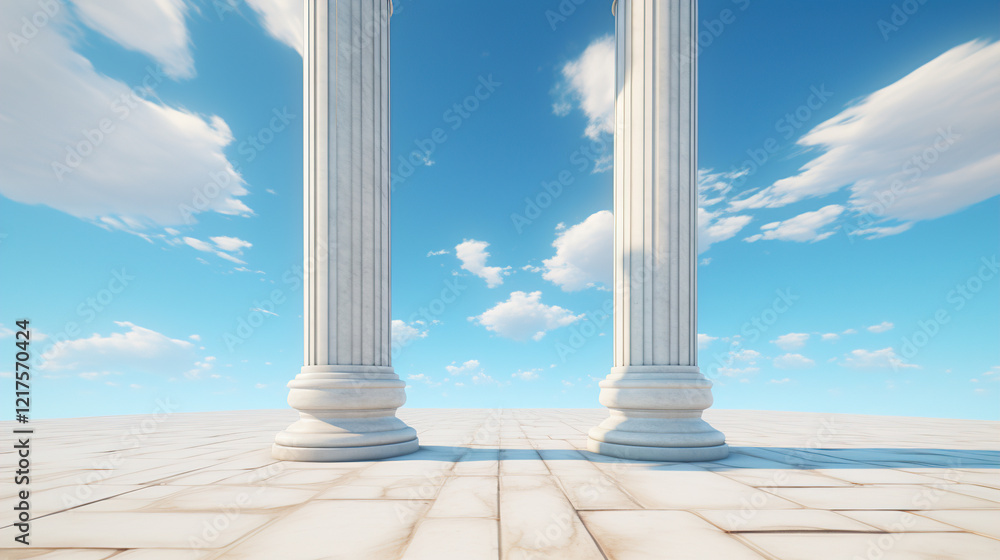 Majestic White Columns Against a Clear Sky