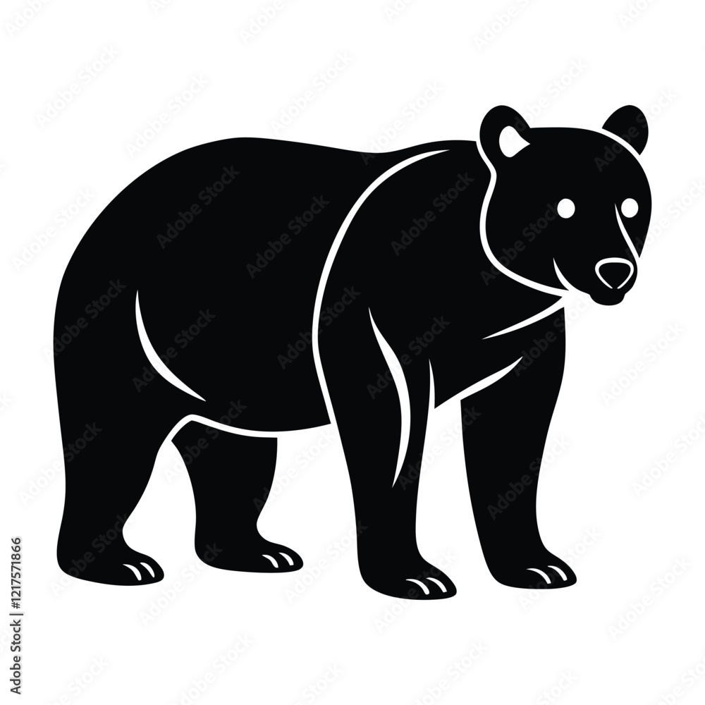 Fototapeta premium bear vector illustration silhouette on white background